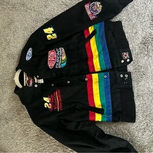 Black Racing Jacket with Multicolor Stripes